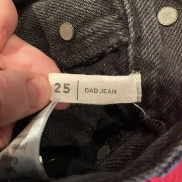 Pacsun Dad Jeans Distressed Black Button‎ Fly 100% Cotton Waist 25” High Rise - Picture 4 of 6